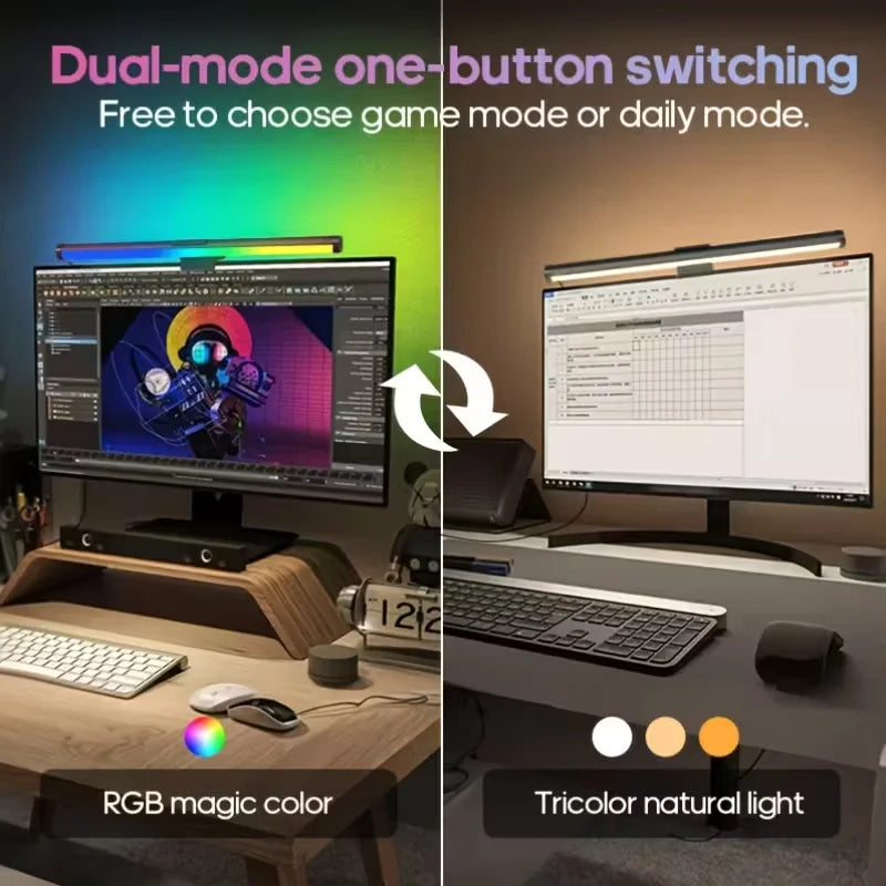Dimming Lighting Computer Monitor Screen Light Bar LED Desk Lamp Monitor Light Bar Eye-Care Stepless Table Lamp for Work Gaming