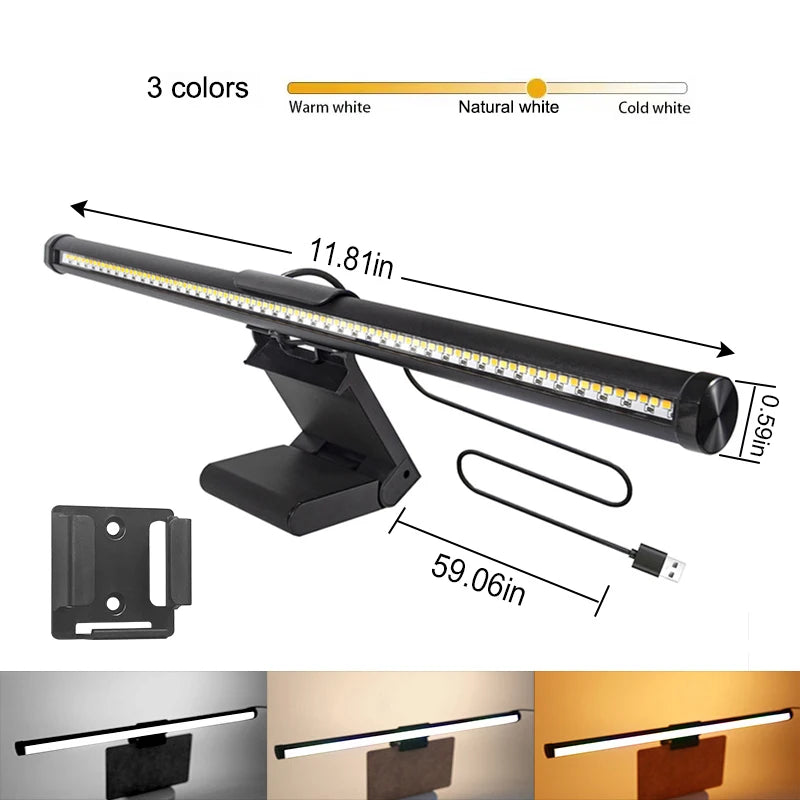 Dimming Lighting Computer Monitor Screen Light Bar LED Desk Lamp Monitor Light Bar Eye-Care Stepless Table Lamp for Work Gaming