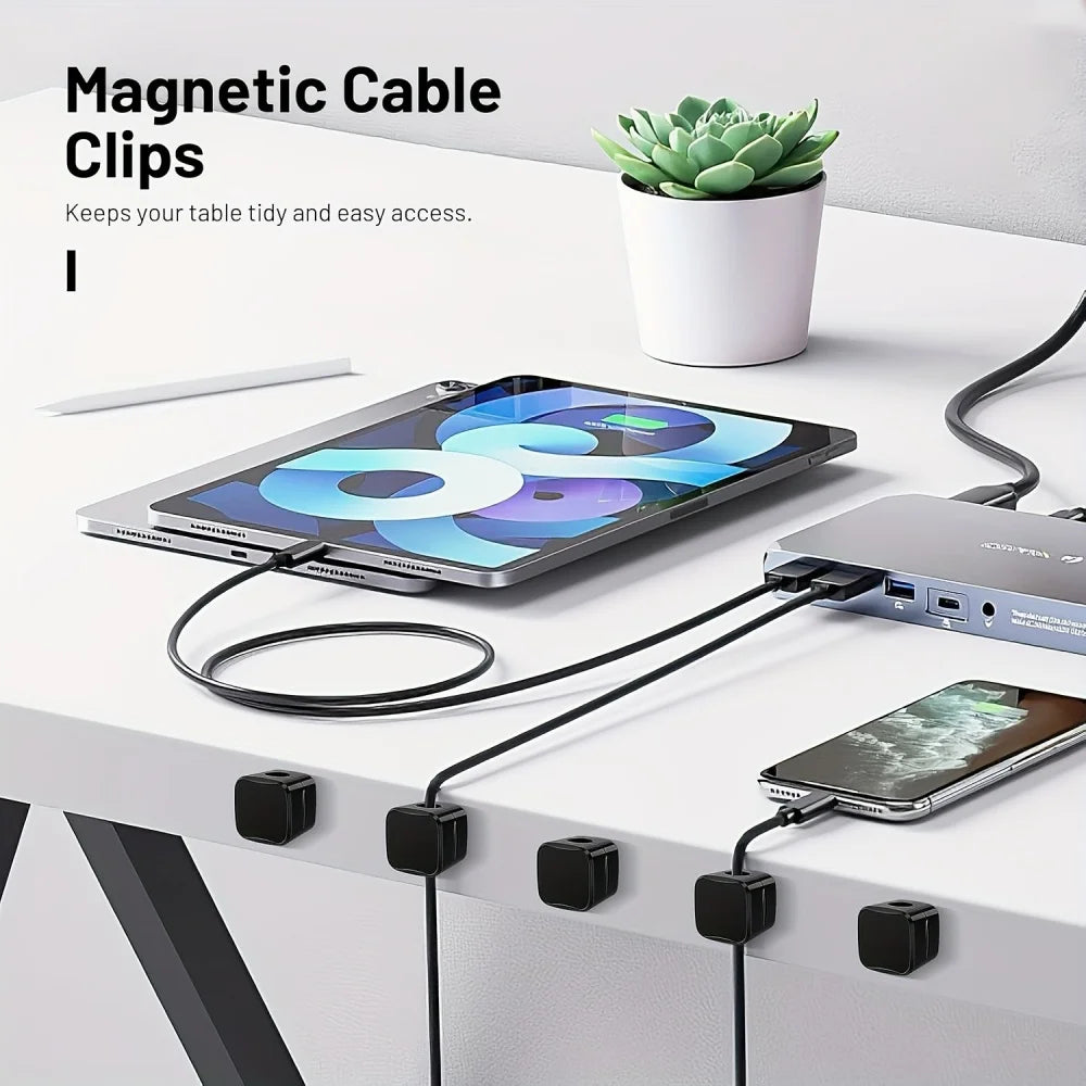 Magnetic Cables Smooth Adjustable Cord Holder Desk Bedside Cable Management Data Cord Collator Charging Wire Cord Holder Clips