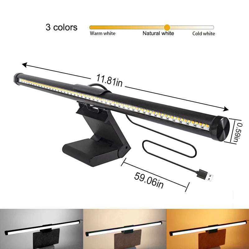 Dimming Lighting Computer Monitor Screen Light Bar LED Desk Lamp Monitor Light Bar Eye-Care Stepless Table Lamp for Work Gaming
