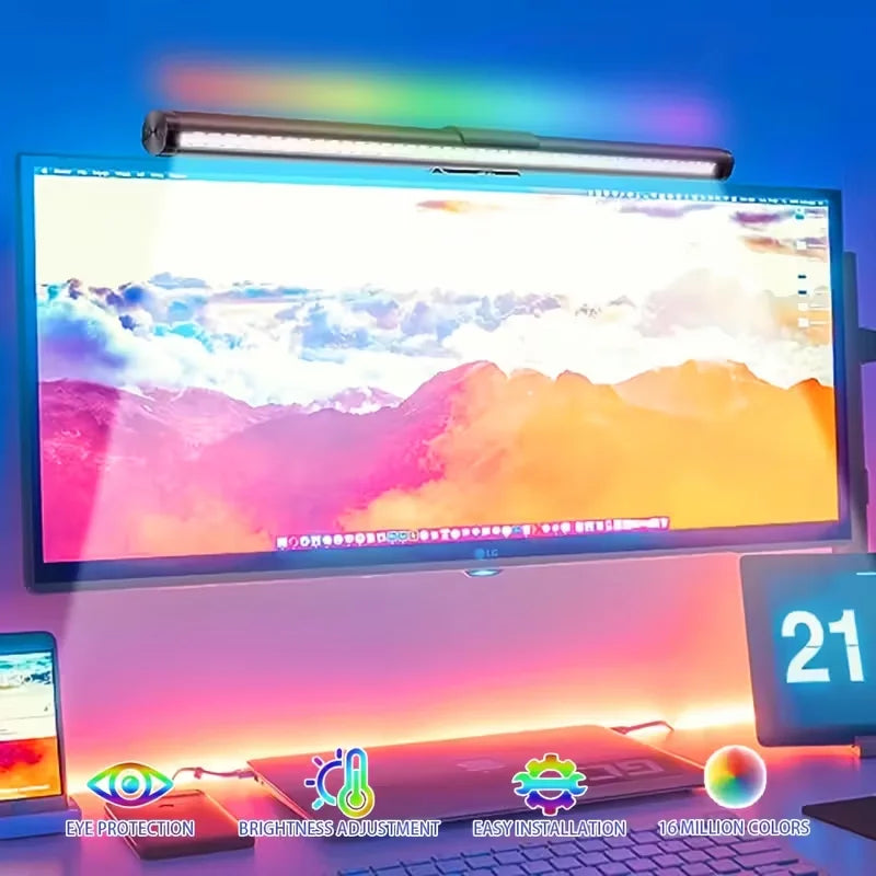 Dimming Lighting Computer Monitor Screen Light Bar LED Desk Lamp Monitor Light Bar Eye-Care Stepless Table Lamp for Work Gaming