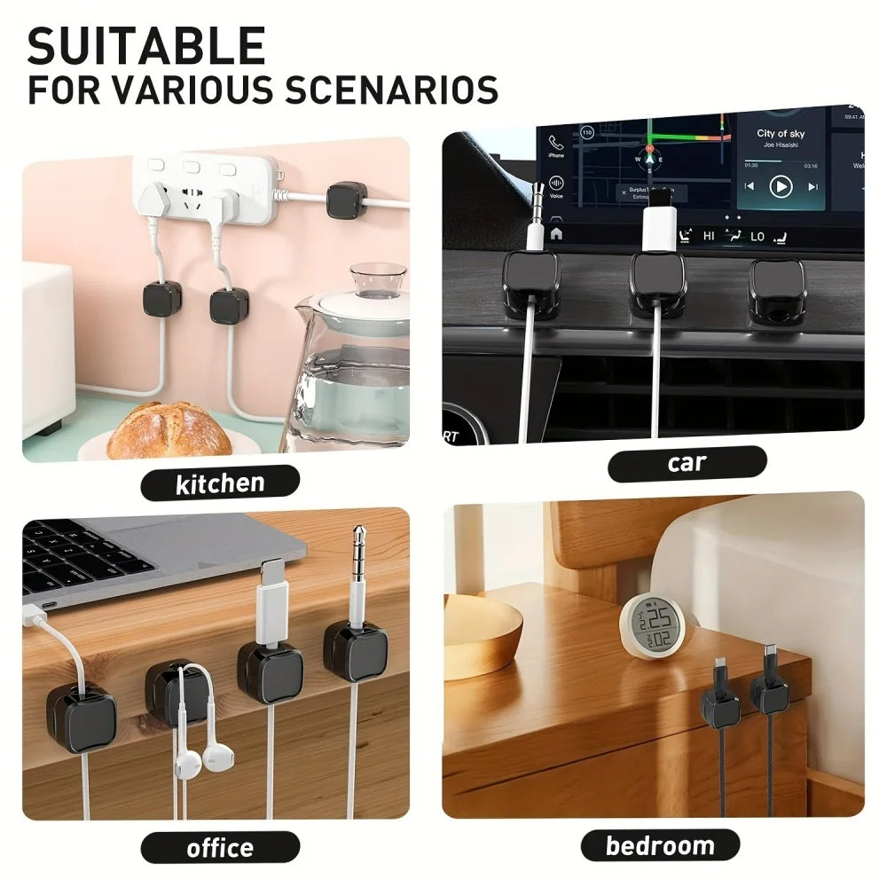Magnetic Cables Smooth Adjustable Cord Holder Desk Bedside Cable Management Data Cord Collator Charging Wire Cord Holder Clips